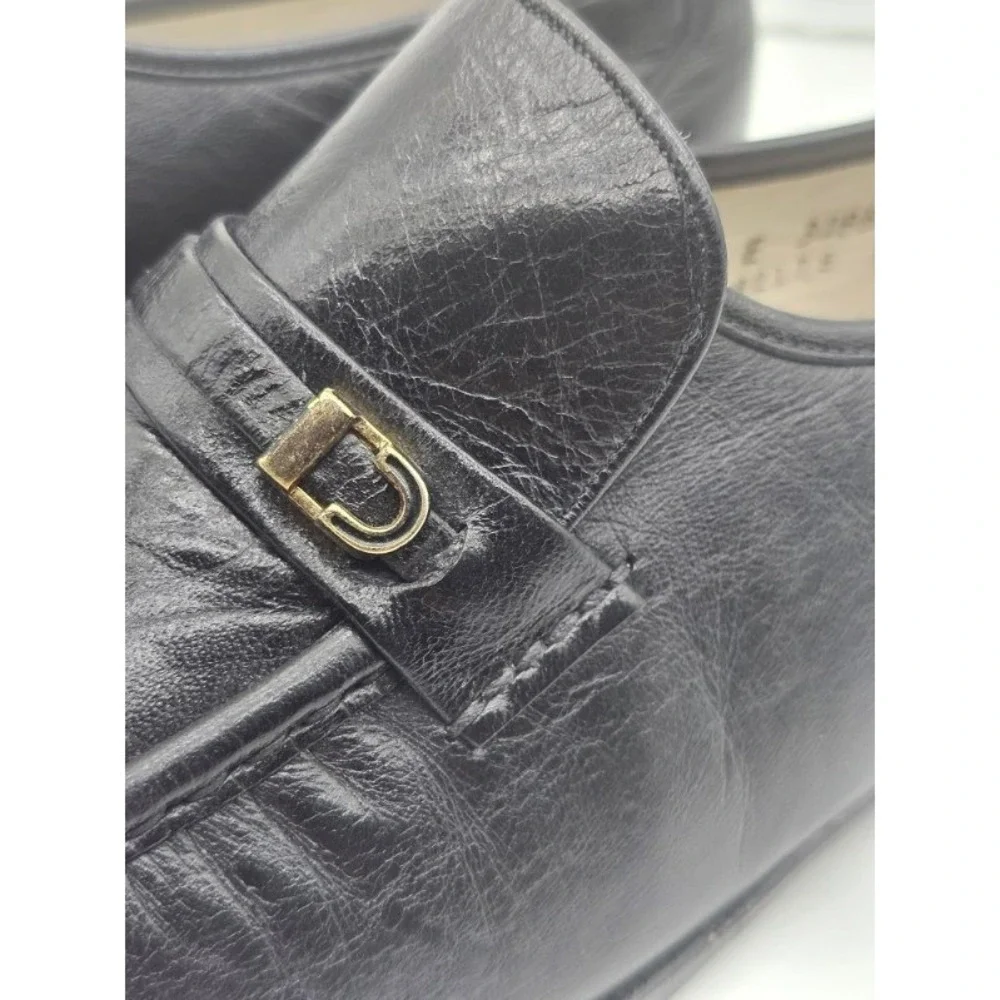 Florsheim Imperial Loafers Men 10 Black Leather Gold Hardware Moc Toe Shoe